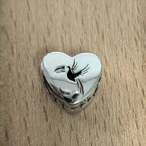 Belize Rainbow-billed Toucan Heart Bead Charm, S925 Silver Bracelets